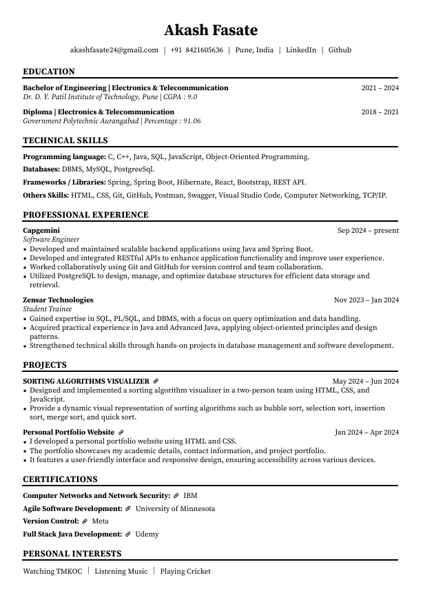 Resume of Akash